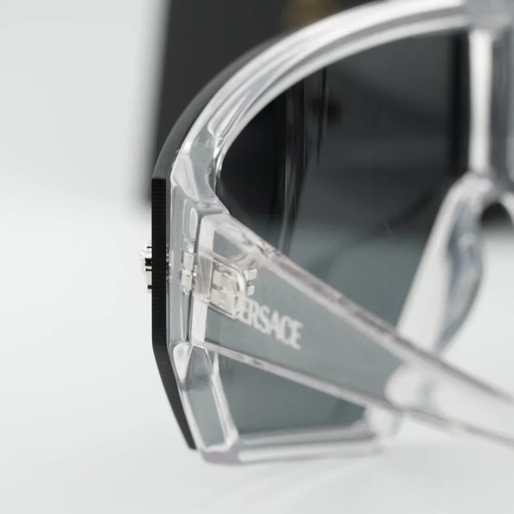 Versace VE4461 148/6V Shield Sunglasses - Crystal / Grey / Blue Violet